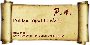 Petter Apollinár névjegykártya
